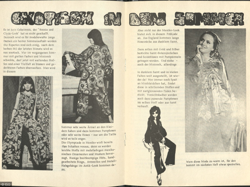 Modeseite in „Hello, unabhängige Schülerzeitung Frankfurts“ Heft 1/1968
