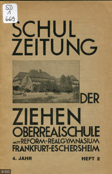 Titelseite der „Schulzeitung der Ziehen-Oberrealschule“ 1932